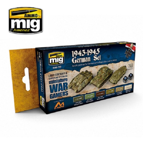 Ammo Mig A.MIG 7117 Wargame German 1943-45 Colours Acrylic Paint Set